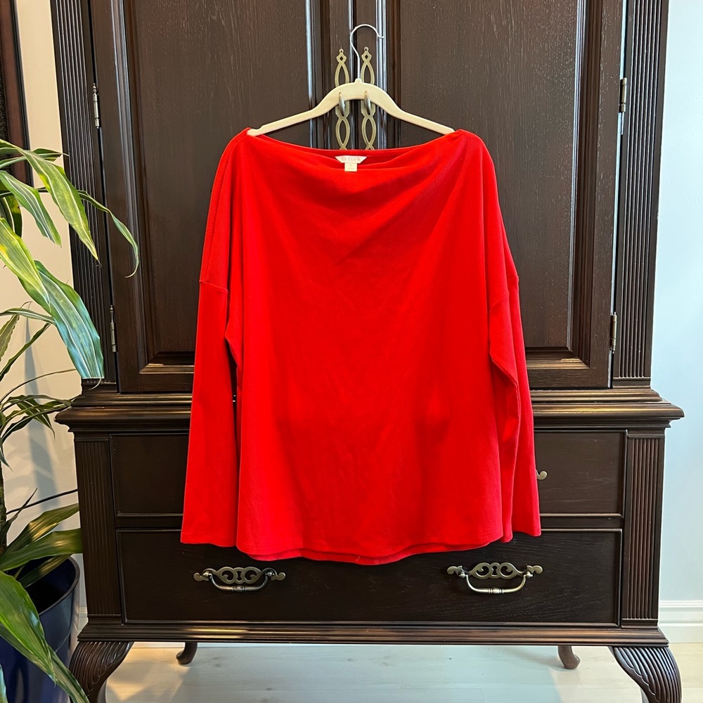 Caslon Boat Neck Tunic Sweater Red 3X Plus size